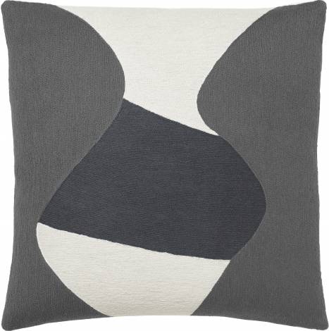 Judy Ross Textiles Hand-Embroidered Chain Stitch Totem Throw Pillow dark grey/cream/charcoal